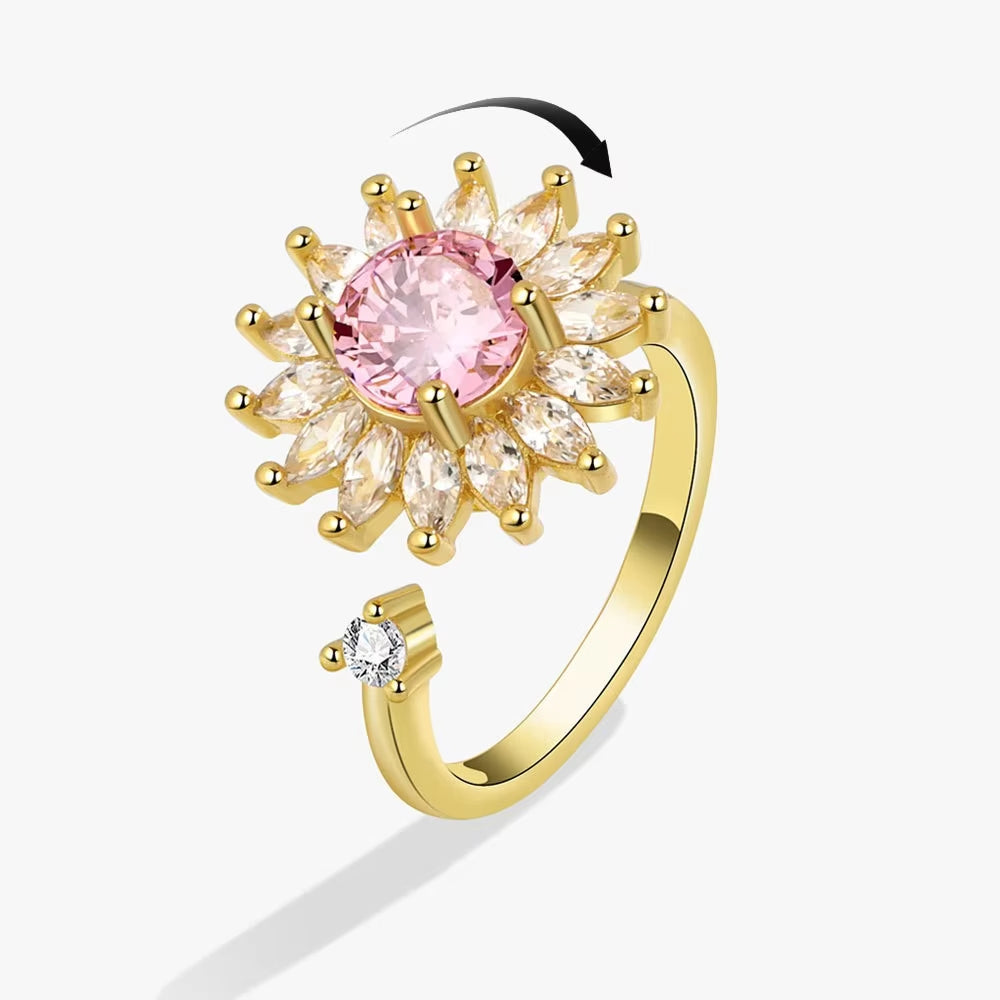 Fidget Spinner Ring Anxiety for Women Multiple Crystal Flower Eye Butterfly Animal Ring Rotate anti Stress Wedding Jewerly