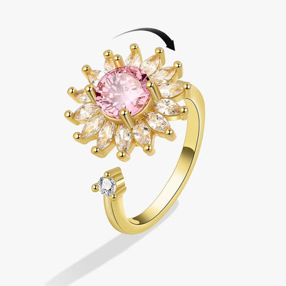 Fidget Spinner Ring Anxiety for Women Multiple Crystal Flower Eye Butterfly Animal Ring Rotate anti Stress Wedding Jewerly
